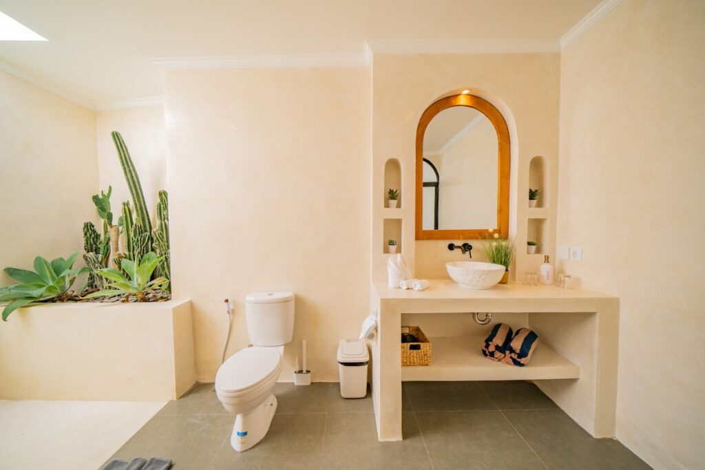 malea-Bathroom Orange Mirror Cactus