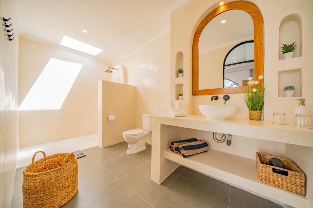 malea-Bathroom Orange Mirror Shelf