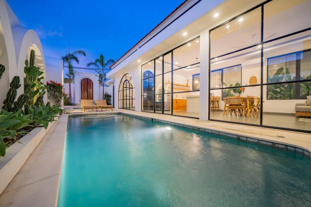 malea-Exterior Pool Night Villa View