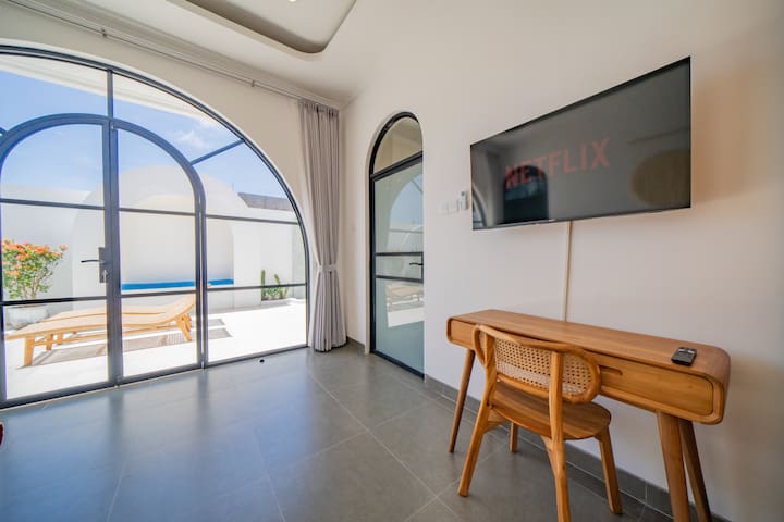 malea-Living Room Arched Door Wood Desk