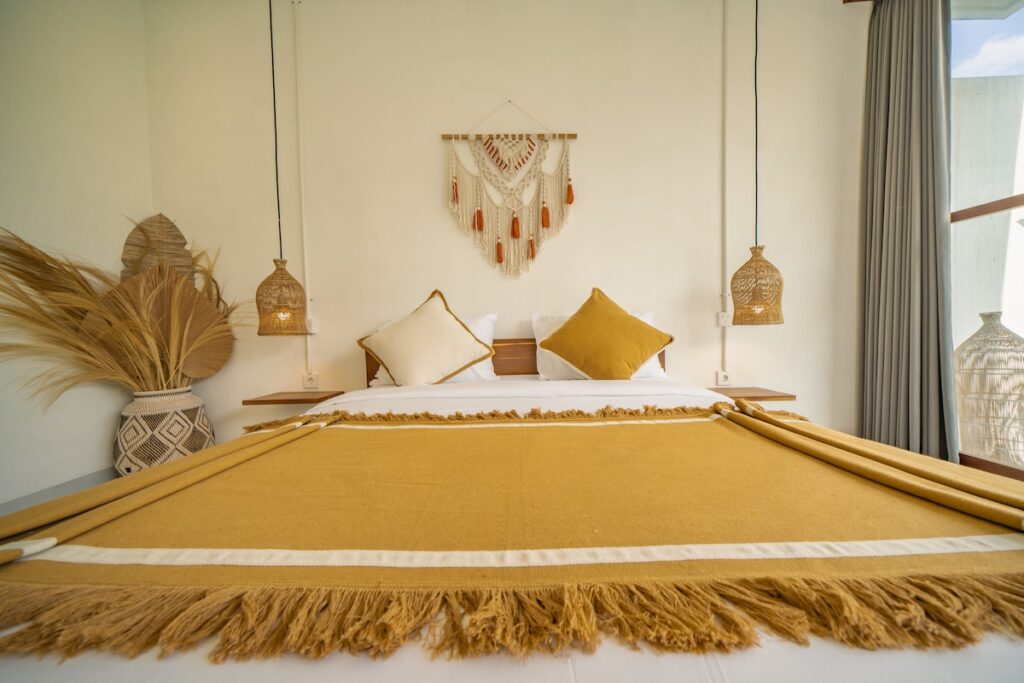 swiss-Bedroom with pendant lamps