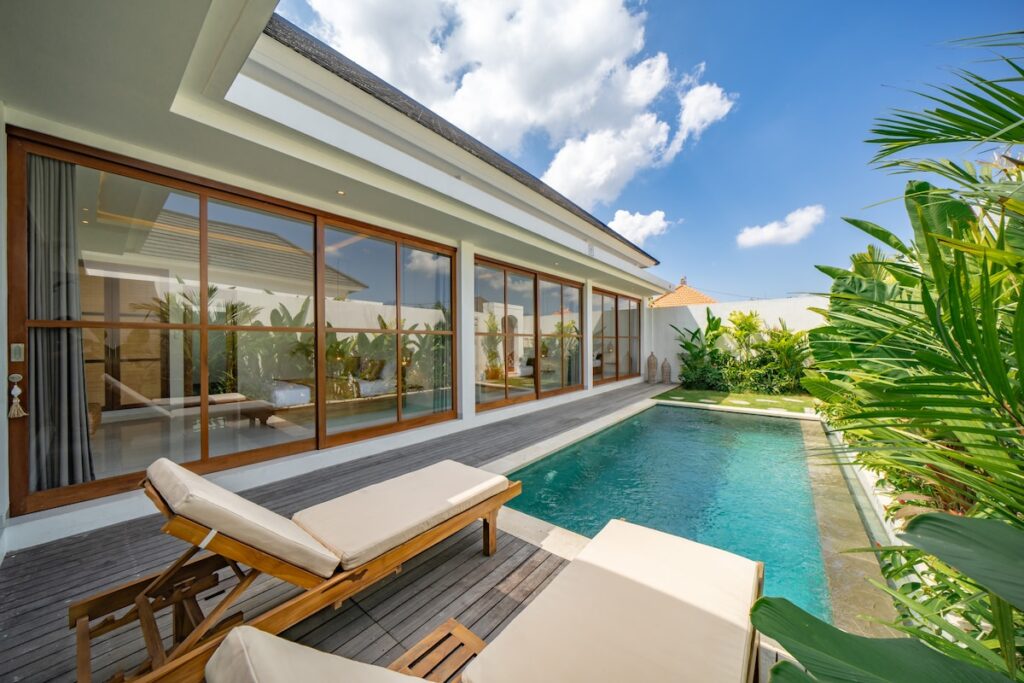 swiss-Pool deck with loungers