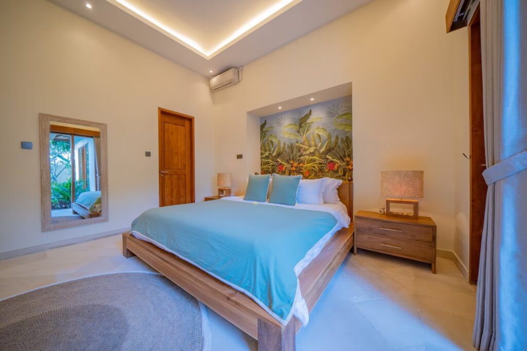 Cozy guest bedroom blue