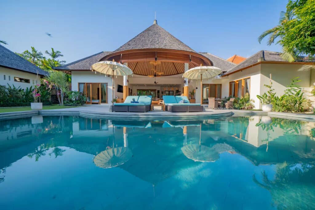 Stunning pool villa sunset view